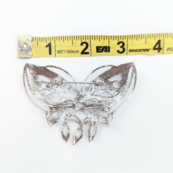 Butterfly Silver Tone Vintage Large Brooch Pin - Picture 2 of 3